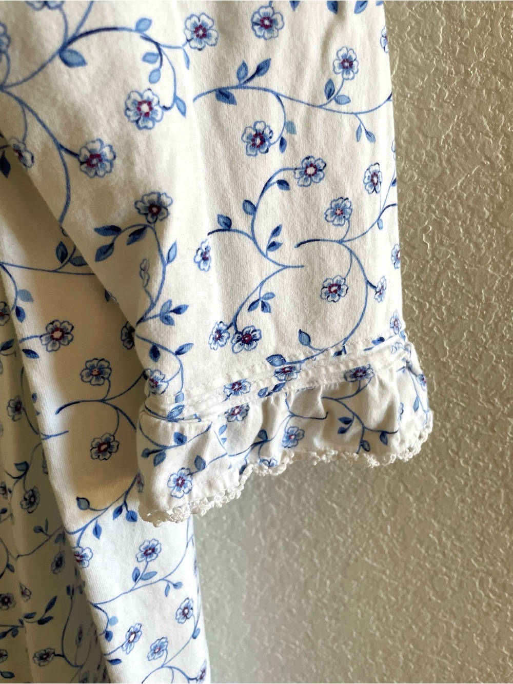 Eileen West Cotton Blue Floral Lace Yoke Nightgown Cottagecore Size XL Grandma - Picture 4 of 10